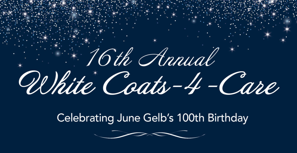 navy blue and white flyer advertising 16th annual white coat for care